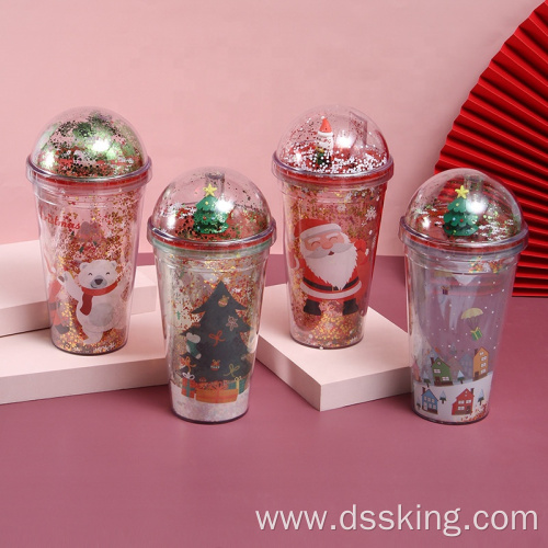 Microlandscape plastic cup Creative glitter summer ice cup